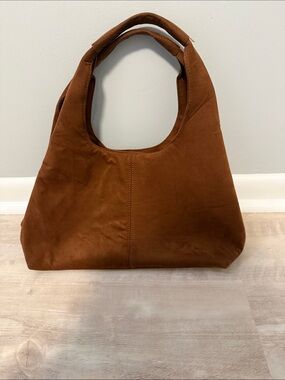 Suede Hobo Bag - Brown